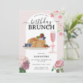 Watercolor Pancakes Berries Brunch Birthday Party 招待状 (スタンド正面)
