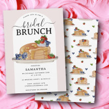 Watercolor Pancakes Berries Brunch Bridal Shower