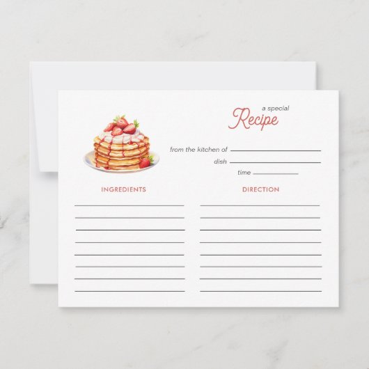 Watercolor Pancakes Bridal brunch Recipe card ノートカード (正面)