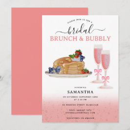 Watercolor Pancakes Brunch & Bubbly Bridal Shower 招待状