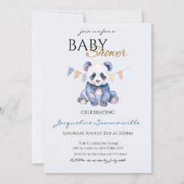 Watercolor Panda bear Baby Shower 招待状