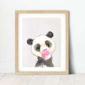 Watercolor Panda Bubble Nursery Art Print ポスター