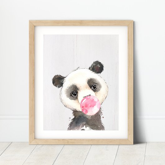 Watercolor Panda Bubble Nursery Art Print ポスター