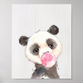 Watercolor Panda Bubble Nursery Art Print ポスター (正面)