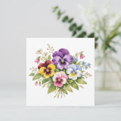 Watercolor Pansy Flowers Bouquet  カード (スタンド正面)