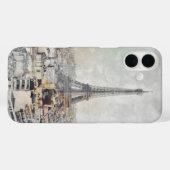 Watercolor Paris Eiffel Tower  – Iconic Landmark  Case-Mate iPhoneケース (裏面 (横))