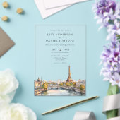 Watercolor Paris France Destination Wedding アクリル招待状 (インサイチュ (ウェディング))