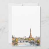 Watercolor Paris France Destination Wedding セーブザデート (裏面)