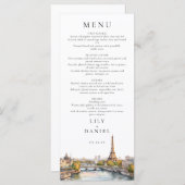 Watercolor Paris France Destination Wedding メニュー (正面/裏面)