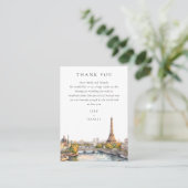 Watercolor Paris France Wedding Thank You プレイスカード (スタンド正面)