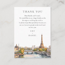 Watercolor Paris France Wedding Thank You プレイスカード