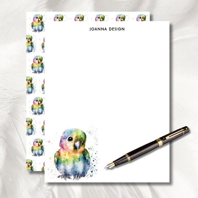Watercolor Parrot Luxury Business Stationery  レターヘッド (クリエイターアップロード済み)