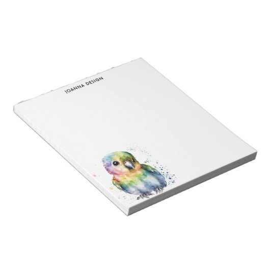 Watercolor Parrot Sophisticated Notepad ノートパッド (アングル)