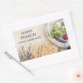 Watercolor Passover Greeting – Happy Pesach  長方形シール (封筒)