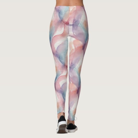 Watercolor Pastel Abstract Soft Aesthetic Pattern レギンス (裏面)