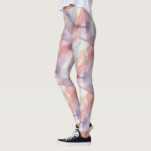 Watercolor Pastel Abstract Soft Aesthetic Pattern レギンス (左)
