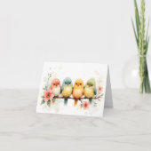 Watercolor Pastel Birds Blank Note Card ノートカード (正面)