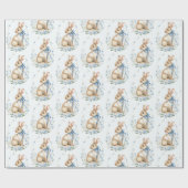 Watercolor Pastel Blue Easter Bunny Wrapping Paper ラッピングペーパー (フラット)