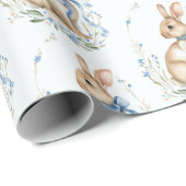 Watercolor Pastel Blue Easter Bunny Wrapping Paper ラッピングペーパー (ロールコーナー)