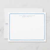 Watercolor pastel blue Scalloped Nursery Note Card 案内状 (正面)