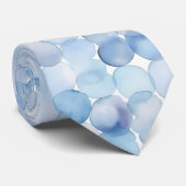Watercolor Pastel Blue White Circles Pattern ネクタイ (ロール)