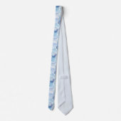 Watercolor Pastel Blue White Circles Pattern ネクタイ (裏面)