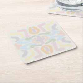 Watercolor Pastel Brushstrokes On Cloud White スクエアペーパーコースター