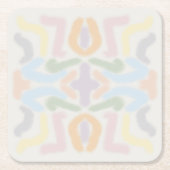 Watercolor Pastel Brushstrokes On Cloud White スクエアペーパーコースター (正面)