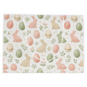 Watercolor Pastel Bunny & Easter Egg Gift Bag ラージペーパーバッグ (裏面)