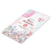 Watercolor Pastel Butterfly Birthday Invitation マグネット (左側)