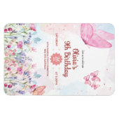 Watercolor Pastel Butterfly Birthday Invitation マグネット (横)