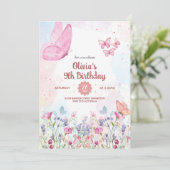 Watercolor Pastel Butterfly Birthday Invitation 招待状 (スタンド正面)
