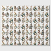 Watercolor Pastel Easter Bunnies Wrapping Paper ラッピングペーパー (フラット)