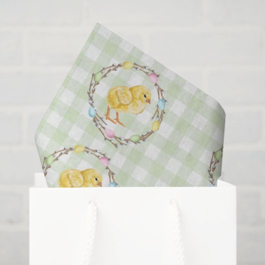 Watercolor Pastel Easter Wreath And Baby Chick 薄葉紙 (ギフトバッグ)