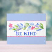 Watercolor Pastel Floral BE KIND アクリルサイン (ニュートラル)