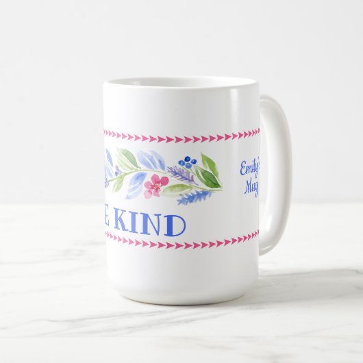 Watercolor Pastel Floral BE KIND コーヒーマグカップ (正面右)