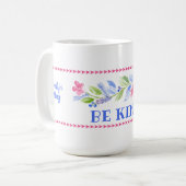 Watercolor Pastel Floral BE KIND コーヒーマグカップ (正面左)