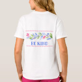 Watercolor Pastel Floral BE KIND Tシャツ (裏面)