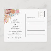 Watercolor Pastel Floral & Botancial Save The Date 案内ポストカード (裏面)