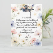 Watercolor Pastel Floral Graduation Cap Poem Card (スタンド正面)