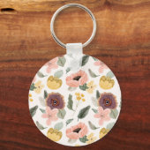 Watercolor Pastel Floral Seamless Pattern | Soft キーホルダー (正面)