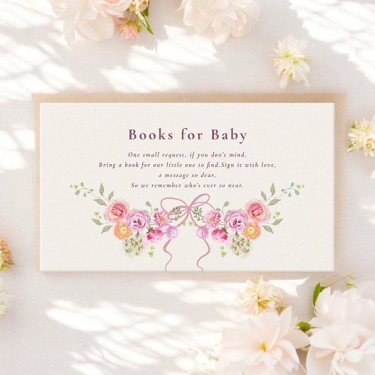 Watercolor pastel  Flower Baby Book Shower Request エンクロージャーカード