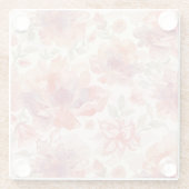 Watercolor Pastel Flowers Light Orange ガラスコースター (裏面)