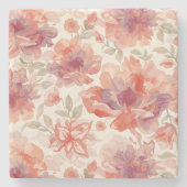 Watercolor Pastel Flowers Light Orange ストーンコースター (正面)
