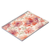 Watercolor Pastel Flowers Light Orange ノートブック (左側)