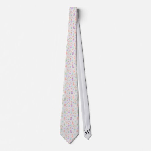 Watercolor Pastel Nutcracker Ballet Monogram ネクタイ (正面)