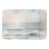 Watercolor Pastel Ocean Rustic Wood Texture バスマット (正面)