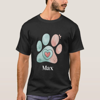 watercolor pastel paws with a heart inside tシャツ
