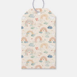 Watercolor Pastel Rainbow Baby Gift Tags | Clouds ギフトタグ