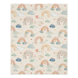 Watercolor Pastel Rainbow Nursery Art ポスター